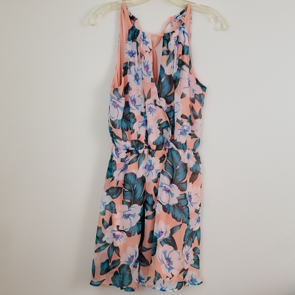 Papaya Dresses & Skirts - Papaya Summer Peach, Blue, Cream, Pink Floral Print Halter Dress L